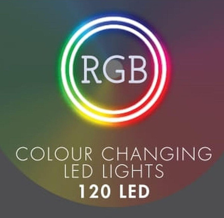 Lampki choinkowe kurtyna świetlna zewnętrzna/wewnętrzna 120 diod LED z pilotem RGB 300x60cm