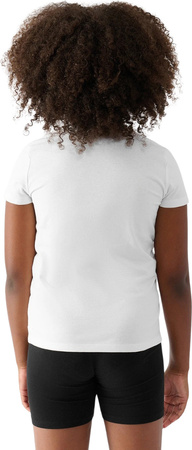 Zestaw dzięciecy komplet sportowy koszulka spodenki worek plecak do szkoły na WF 4F F019 biało-czarno-różowy 4FJWAW24TAPSF019 20S