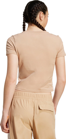 Koszulka damska adidas Essentials 3-Stripes Slim Baby beżowa JX7588