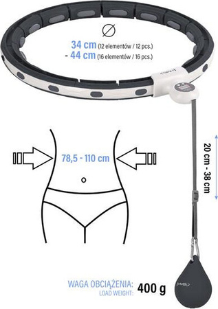 Zestaw hula hop magnetyczny pas wyszczuplający z licznikiem HMS