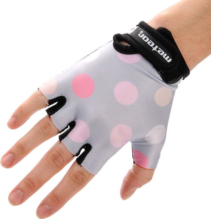 Rękawiczki rowerowe dla dzieci Meteor szare w kropki 23371-23373-23372