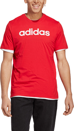 Koszulka męska adidas Essentials Single Jersey Linear Embroidered Logo czerwona IC9278