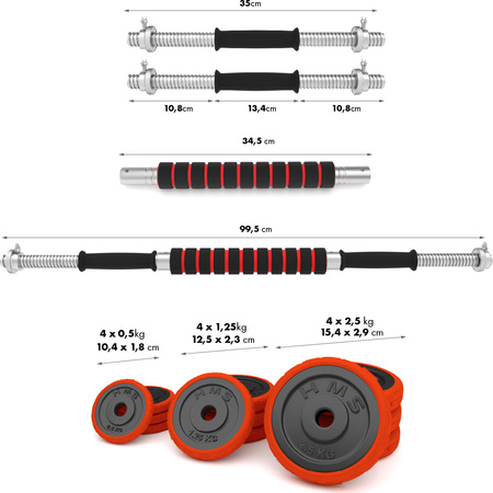 Sztangielki/sztanga gumowane HMS SGGX20 20 KG