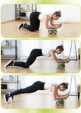 Automatyczne koło do ćwiczeń mięśni brzucha z podparciem kółko ABS KA08 szare