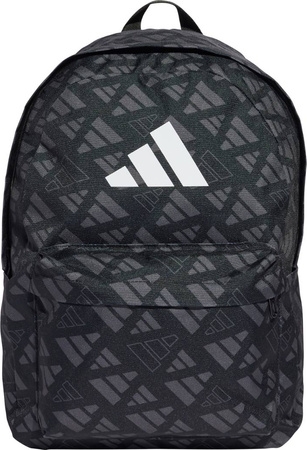 Plecak sportowy szkolny miejski adidas Classic Monogram Graphic czarno-szary JX1257