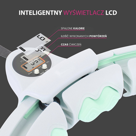 Hula hop z wypustkami i obciążnikiem licznik HMS hhw06 zielone