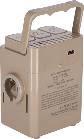 Materac dwuosobowy dmuchany king size beżowy Nils Camp NC2808 + pompka elektryczna Nils camp 200×145×35 cm