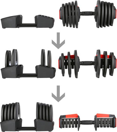 Zestaw regulowanych sztangielek 43,5 kg HMS sgr40 pro set 2w1