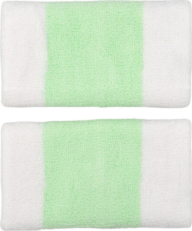 Frotki na nadgarstek Nike Swoosh Doublewide Wristbands 2 szt. biało-zielone N0001586117OS