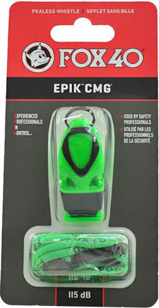 Gwizdek Fox 40 Epik CMG neon zielony ze sznurkiem 8803-1408