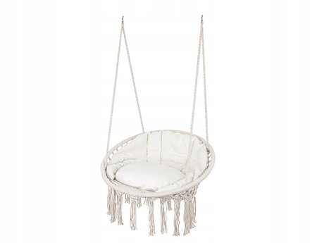 Huśtawka hamak ażurowy fotel wiszący 80x60cm z poduszką ecru