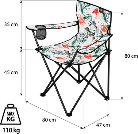 Krzesło fotel turystyczne składane Nils camp NC1625 flaming 80x80x47cm