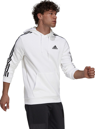Bluza męska adidas Essentials Fleece 3-Stripes Hoodie biała GU2522