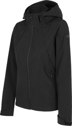 Kurtka przejściowa softshell z kapturem damska 4F głęboka czerń H4Z22 SFD001 20S