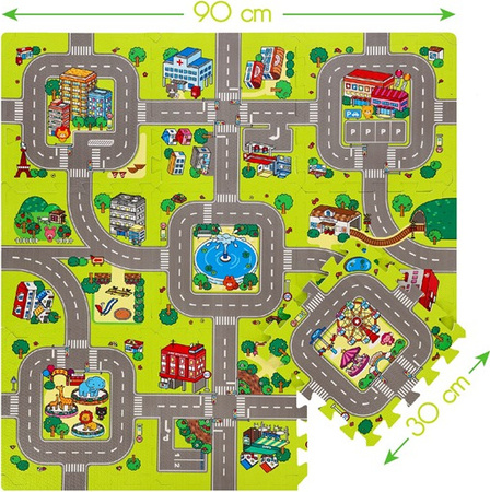Mata dziecięca puzzle cars 9 elementów Nils Fun 90x90cm