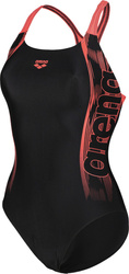Damski Strój Kąpielowy Women's Swim Pro Back Graphic  black-fluo red rozmiar 40