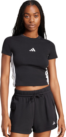 Koszulka damska adidas Essentials 3-Stripes Slim Baby czarno-biała JC8325