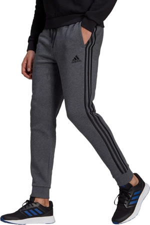 Spodnie męskie adidas Essentials Tapered Cuff 3 Stripes ciemnoszare GK8826