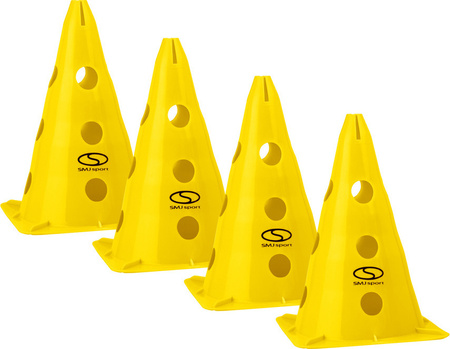 Zestaw pachołków treningowych z otworami SMJ 30 cm żółte 4 szt.