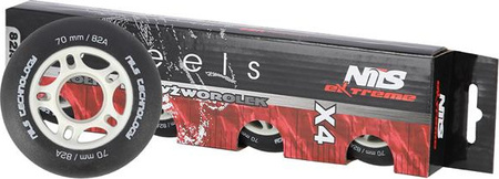 Zestaw kółka matowe Nils Extreme PU 70x24 82A 4 sztuki czarne