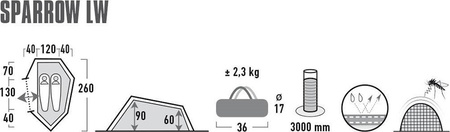Namiot High Peak Sparrow 2 LW zielono-czerwony 10187