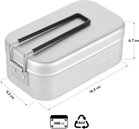 Menażka turystyczna obiadowa aluminiowa z pokrywką Nils Camp NC4201 500ml