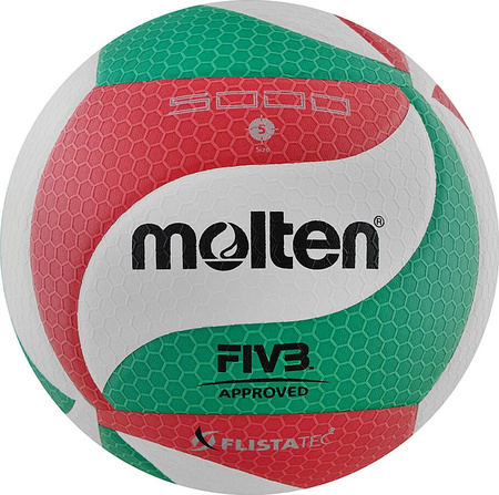 Piłka siatkowa Molten V5M5000 FIVB biało-czerwono-zielona