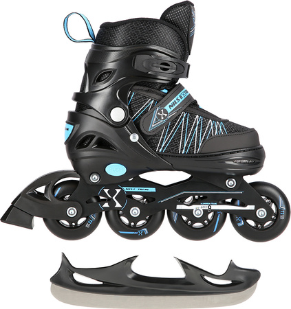 Łyżworolki z wymienną płozą hokejową 2w1 łyżwy rolki Nils Extreme NH11912 rozmiar S 31-34