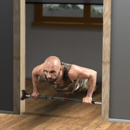 Drążek rozporowy z poziomicą do ćwiczeń podciągania HMS DD401 95-130 cm