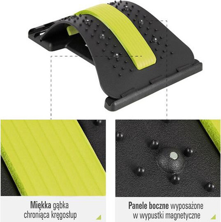Przyrząd do rozciągania pleców z magnesami HMS prp02 zielony