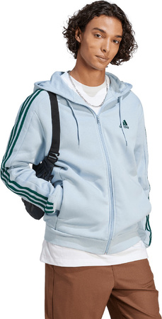 Bluza męska adidas Essentials Fleece 3-Stripes Full-Zip błękitna IJ8932
