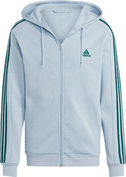 Bluza męska adidas Essentials Fleece 3-Stripes Full-Zip błękitna IJ8932