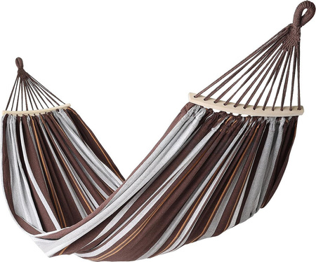 Hamak ogrodowy 2 osobowy luxe xxl 250x150cm z drążkiem brązowy