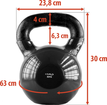 Kettlebell odważnik treningowy żeliwny pokryty winylem HMS KNV32 32kg