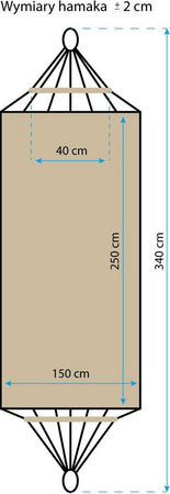 Hamak ogrodowy 2 osobowy luxe xxl 250x150cm z drążkiem niebieski