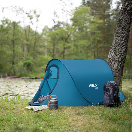 Namiot kempingowy turystyczny samorozkładający Nils camp NC3743 niebieski 220x120x95cm
