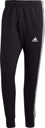 Spodnie męskie adidas Essentials French Terry Tapered Cuff 3-Stripes czarne HA4337