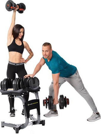 Zestaw stojak hantle powlekane gumowane regulowane HMS