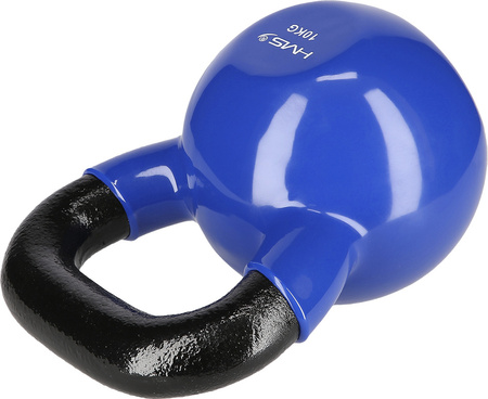 Kettlebell odważnik treningowy żeliwny pokryty winylem HMS KNV10 niebieski 10 kg