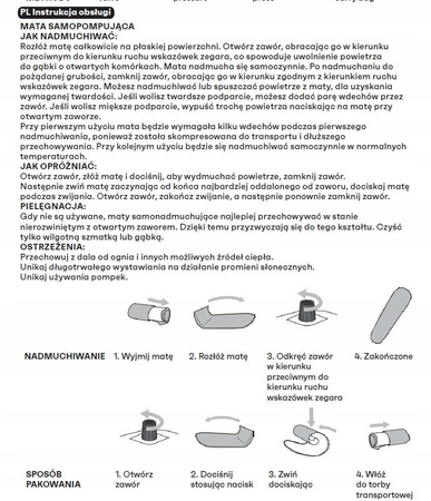 Mata samopompująca kempingowa turystyczna Meteor 195 x 60 x 2,5 czarna 16432