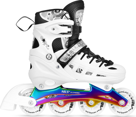 Łyżworolki, wrotki, łyżwy hokejowe, wrotko-rolki świecące LED z wymienną płozą 4w1 Nils Extreme NH10905 rozmiar M 35-38