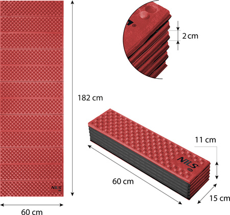 Karimata mata turystyczna składana Nils camp NC1768 czerwona 188x60x2cm