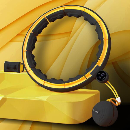 Hula hop z magnesami HMS HHM21 z wypustkami TPE i obciążnikiem licznik żółto-czarne