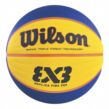 Piłka do koszykówki koszykowa Wilson Fiba 3x3 replica RBR żółto-niebieska WTB1033XB