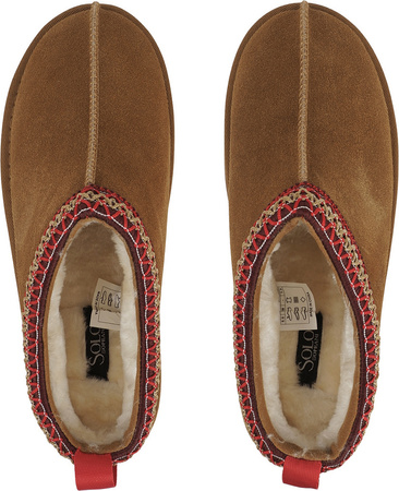 Buty damskie skórzane Solo Soprani Couture Sabot fur Hugh Platform jasny brąz SSW421P22 51