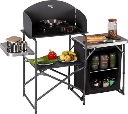 Szafka turystyczna kempingowa z osłoną Nils Camp NC3041 składana czarna 140x110x48cm