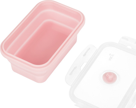 Pojemnik na żywność lunch box składany silikonowy Nils Camp NC4105 różowy 500ml