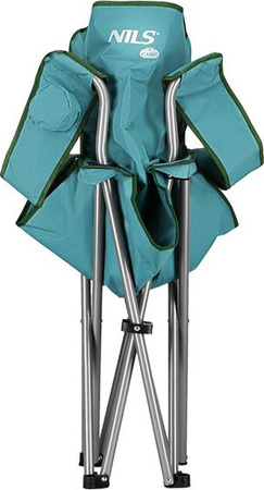 Krzesło fotel turystyczne składane Nils Camp NC3079 zielone 92x15cm