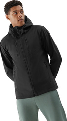Kurtka przejściowa softshell z kapturem męska 4F M224 czarna 4FWSS24TSOFM224 20S