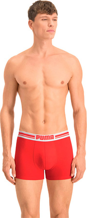 Bokserki męskie Puma Placed Logo Boxer 2P czerwone, czarne 906519 07